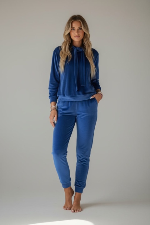 Welurowy komplet dresowy LANDON | chaber | rozmiar one size