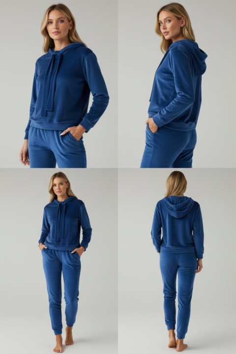 Welurowy komplet dresowy LANDON | chaber | rozmiar one size