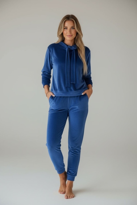 Welurowy komplet dresowy LANDON | chaber | rozmiar one size
