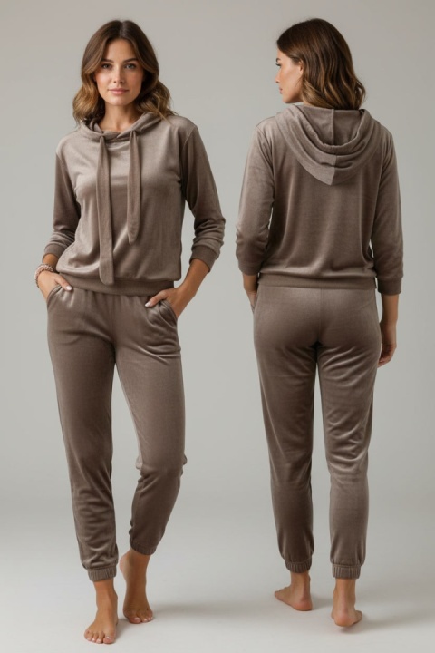 Welurowy komplet dresowy LANDON | fango | rozmiar one size